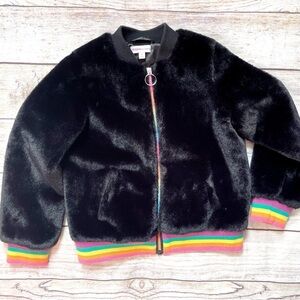 Design History Black Faux Fur Jacket for Girls